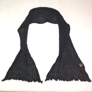 Black Whimsigoth Dark Romantic Scarf Scallop Coquette Open Work Pointelle